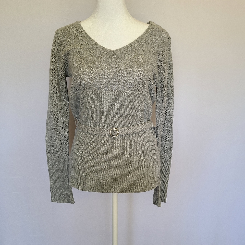 Hillard & Hason‎ Belted Sweater with Bling NO SIZE